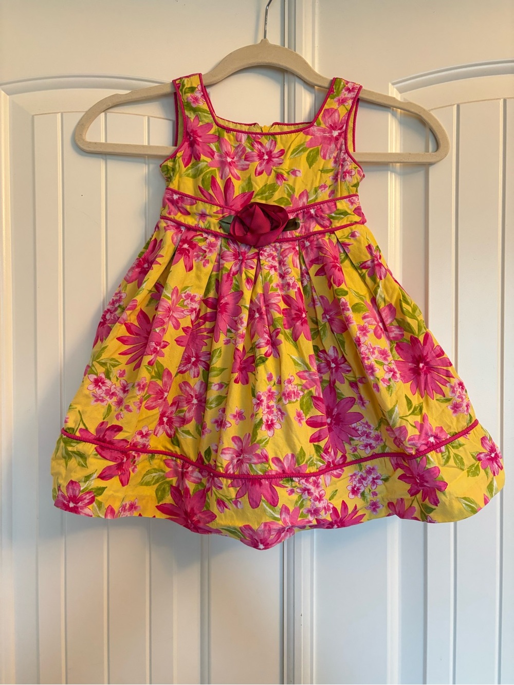 Jayne Copeland Yellow Dress with Pink Floral Accents